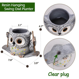 Saysmile Swing Owl Planter shows drainage hole for healthy roots.