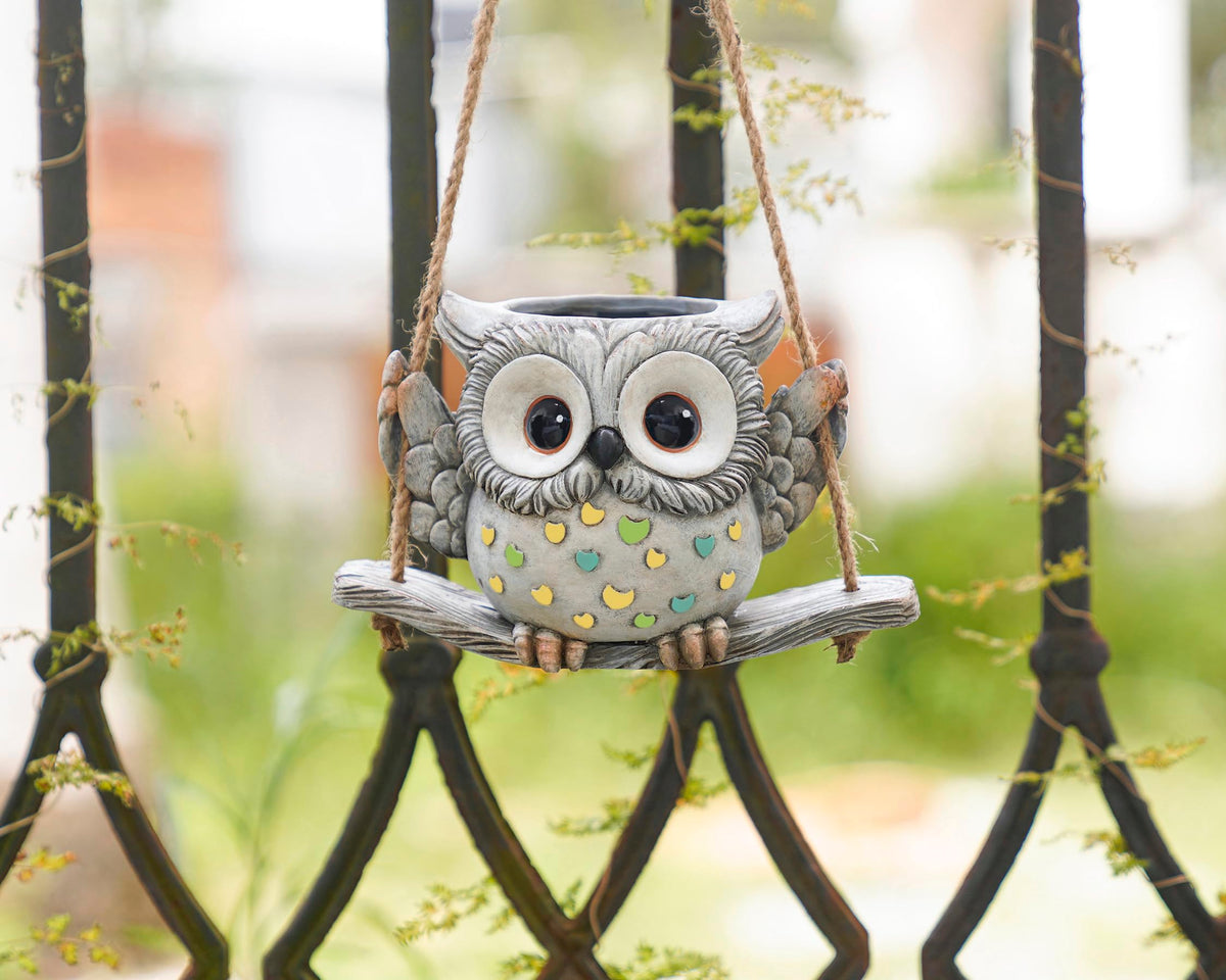 Saysmile Swing Owl Planter easy to hang anywhere indoors or outdoors.