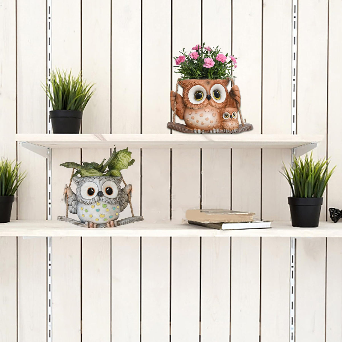 Saysmile Swing Owl Planter gift-ready packaging for plant lovers.