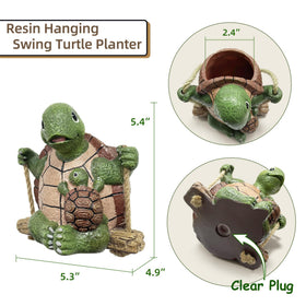 Saysmile Swing Turtle planter drainage hole detail ensuring healthy roots.