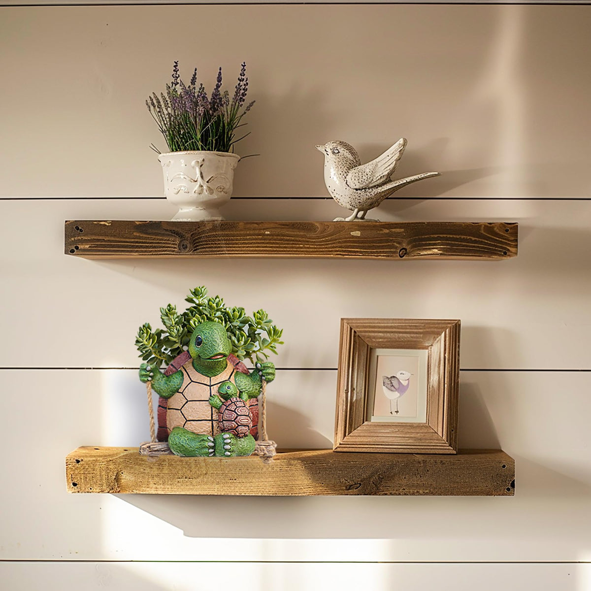 Saysmile Swing Turtle planter resin material exhibits durability for indoor or outdoor use.