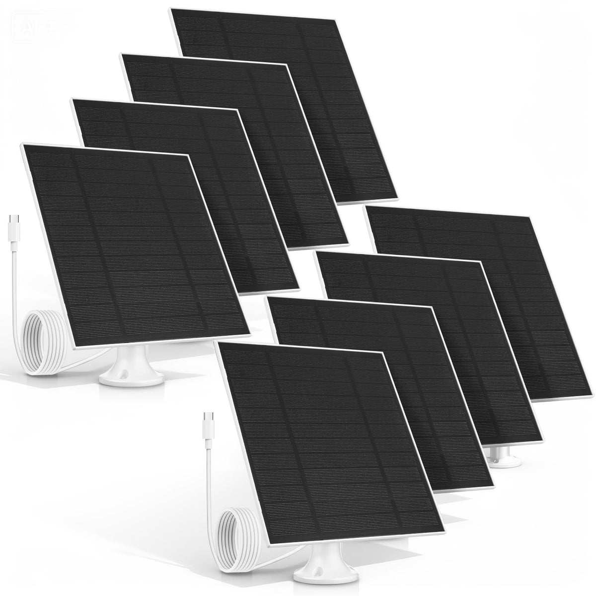 Saysurey 8-pack 5W solar panel front view powering outdoor camera