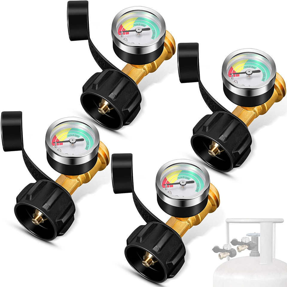 Saysurey propane gauge 4-pack front view for quick, easy monitoring of propane levels.