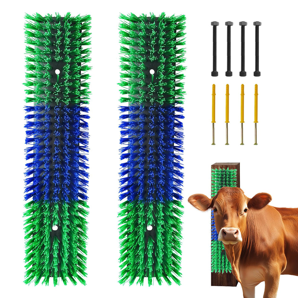 Sayutie Livestock Scratch Brush 2-Pack green product shot for easy grooming