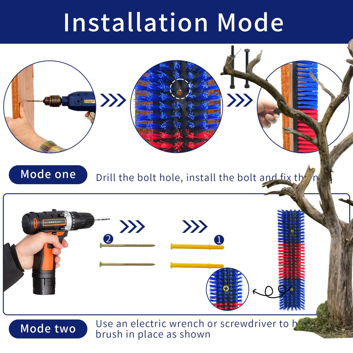 Sayutie livestock scratch brush blue 2pcs closeup brush head and screws