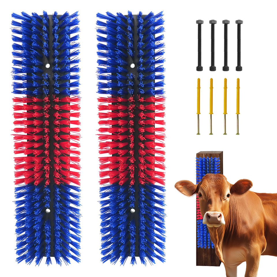 Sayutie livestock scratch brush blue 2pcs front view for gentle grooming and dirt removal