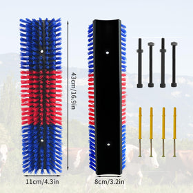 Sayutie livestock scratch brush blue 2pcs side view shows reach along the animal's back