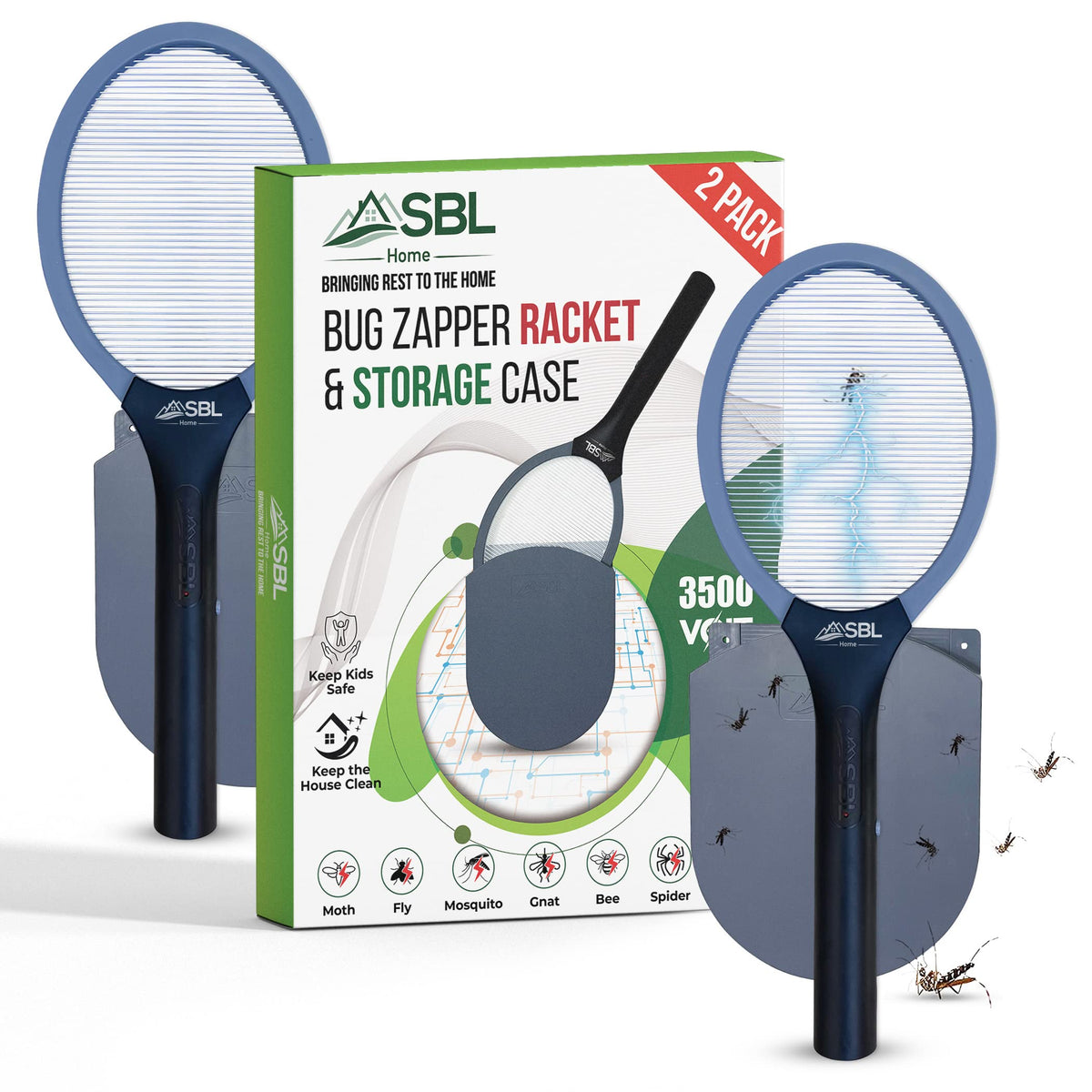 SBL Home electric fly zapper racket closeup powering pests
