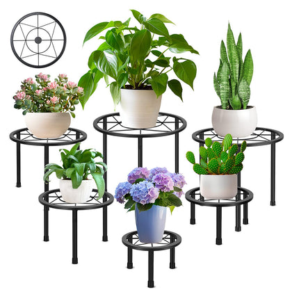 Sbosbo 6-pack metal plant stands for indoor and outdoor use, versatile display.