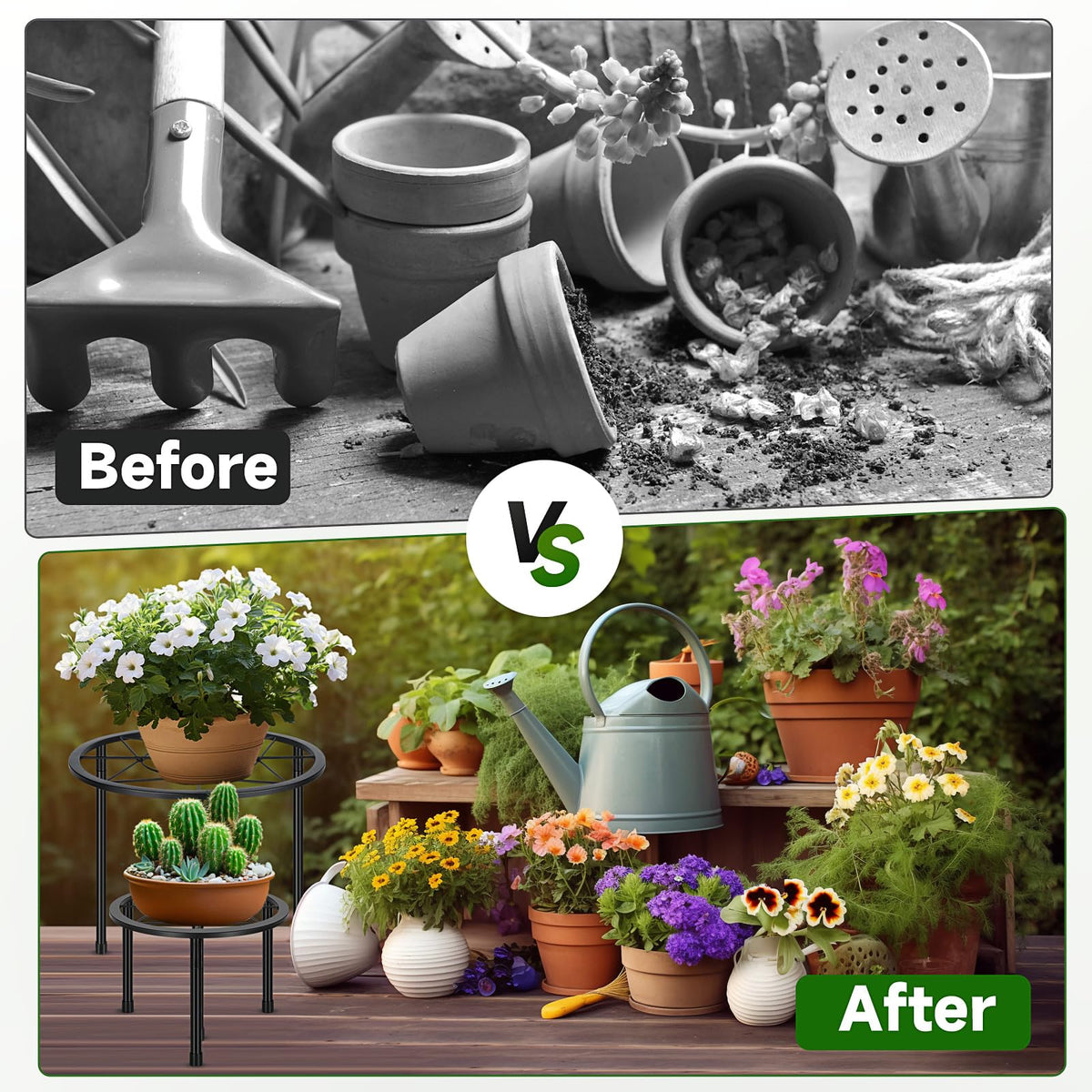 Sbosbo anti-rust iron flower pot stand with durable coating.