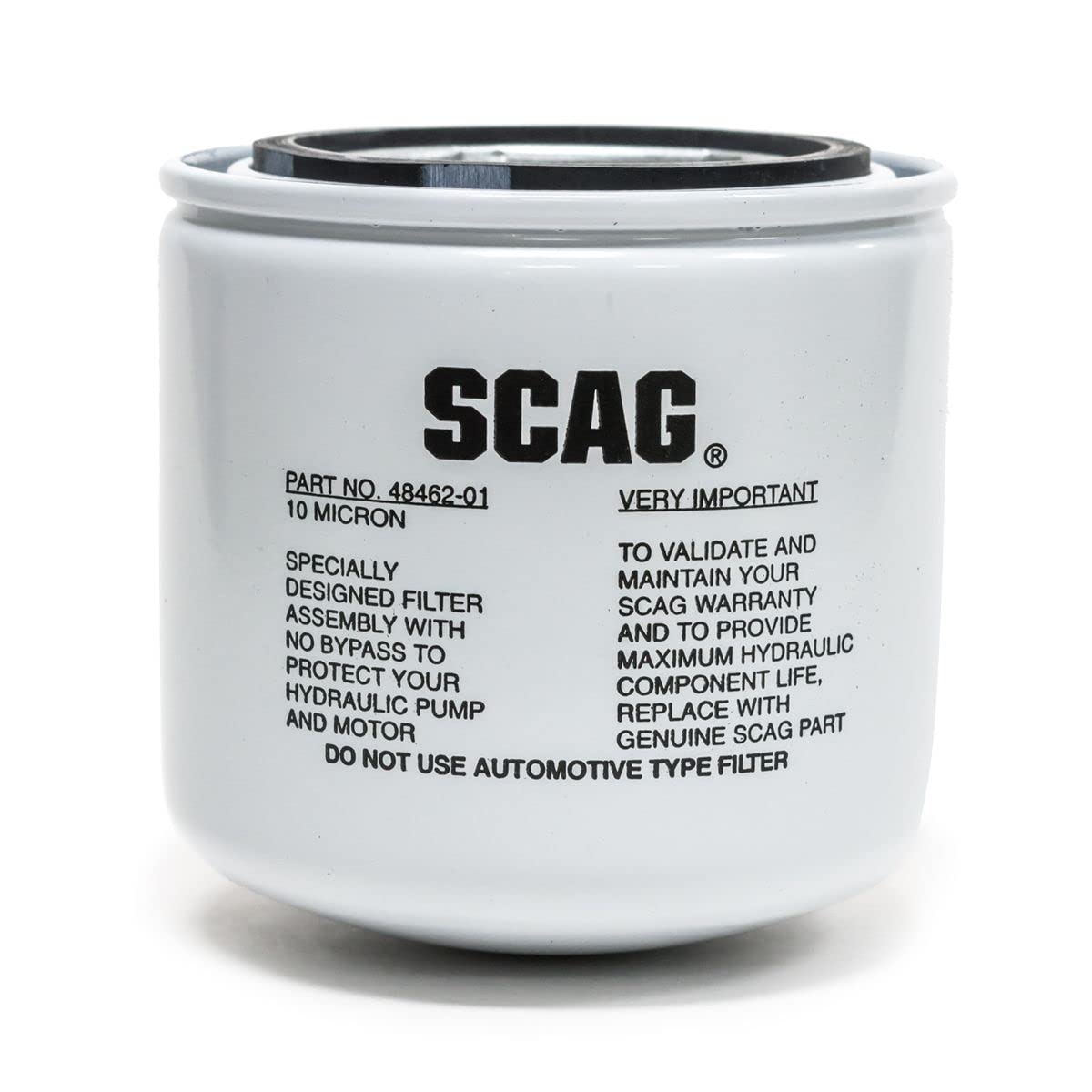 Scag hydraulic transmission filter element front view for reliable mower maintenance