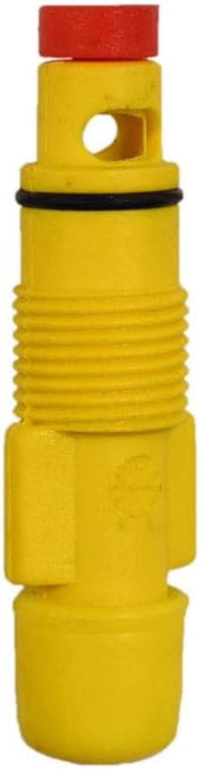 Scag valve assembly oil drain side view highlighting durable valve body