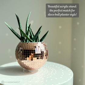 SCANDINORDICA disco ball planter 6-inch rose gold ideal gift and compact centerpiece