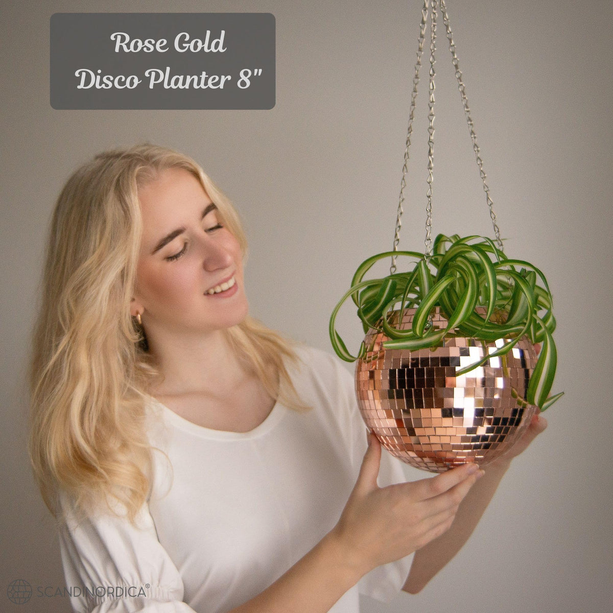 SCANDINORDICA disco ball planter hanging chain option ideal for ceiling display