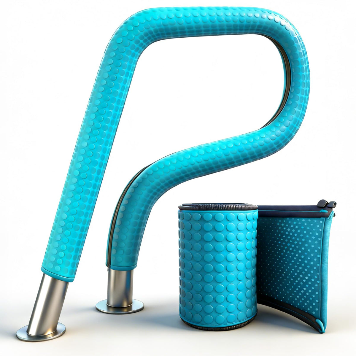 Scatsi cyan pool handrail cover with zipper for secure grip on standard rails.