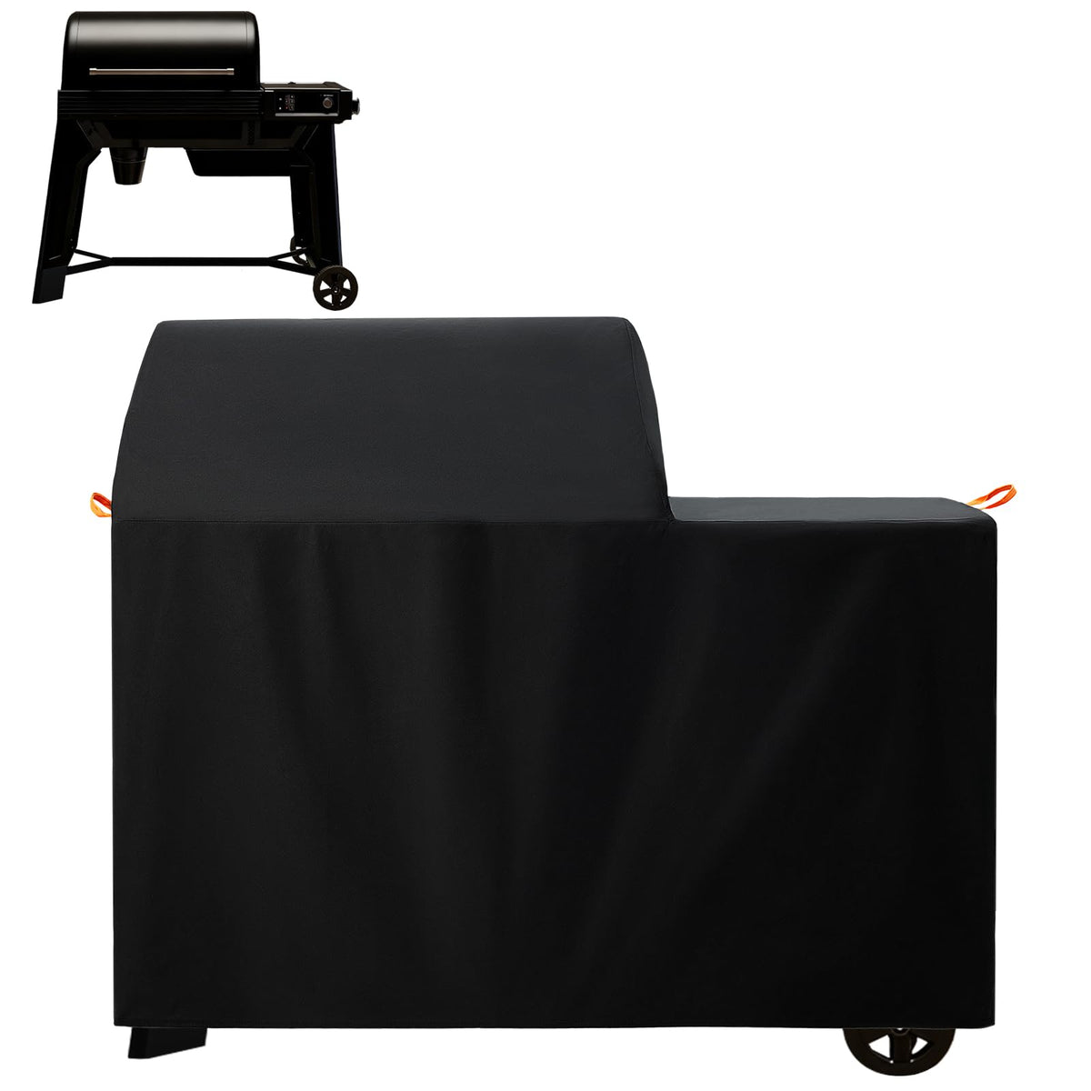 SCAUSY Woodridge full-length cover protects Traeger Woodridge smoker from weather