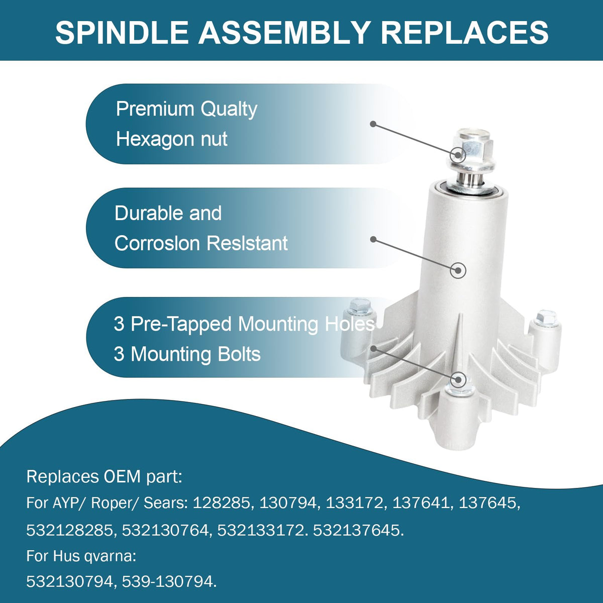 SCBHWJ 128285 spindle-assembly for 38-inch decks delivers smooth mowing