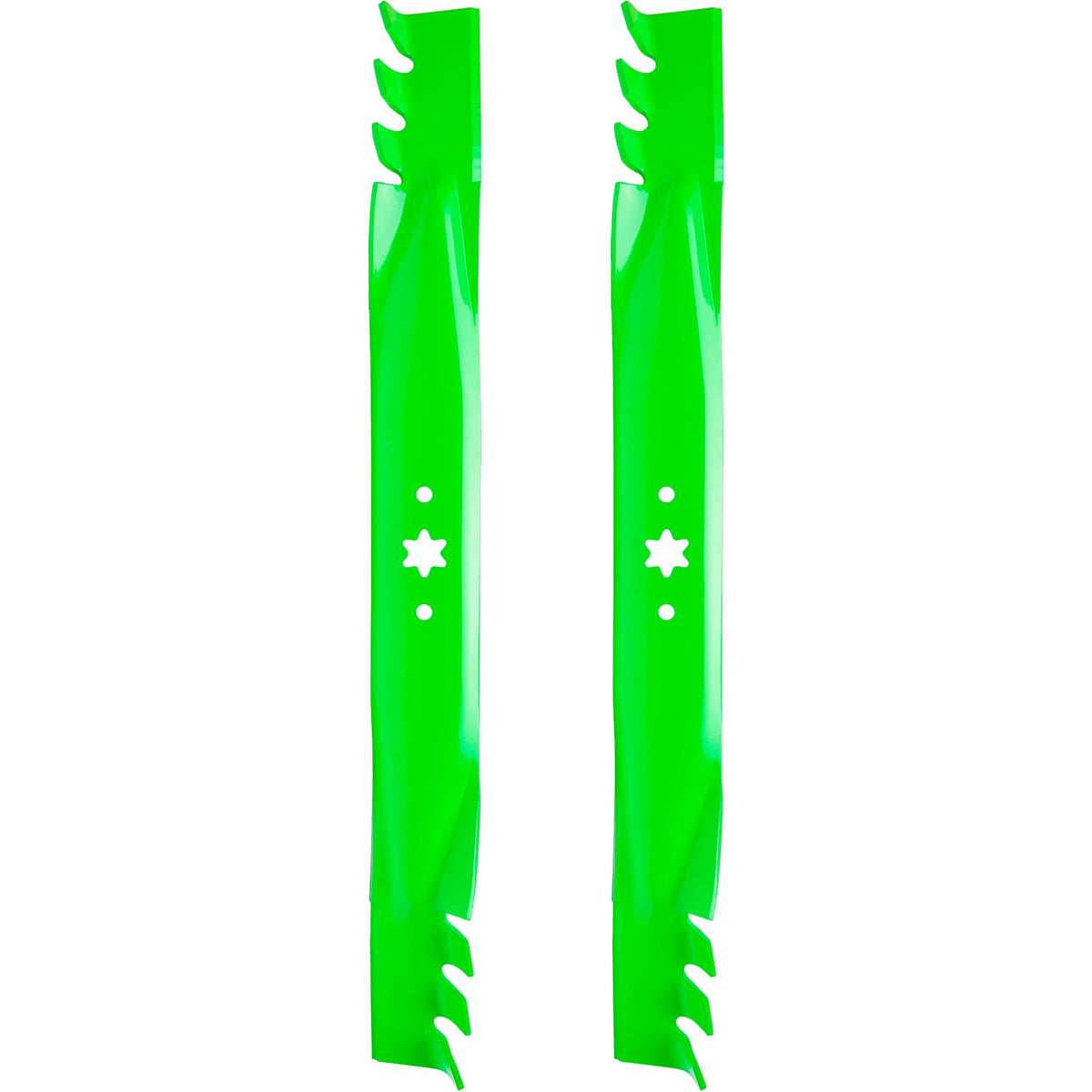 SCBHWJ 46'' toothed mower blade assembly for enhanced mulching.