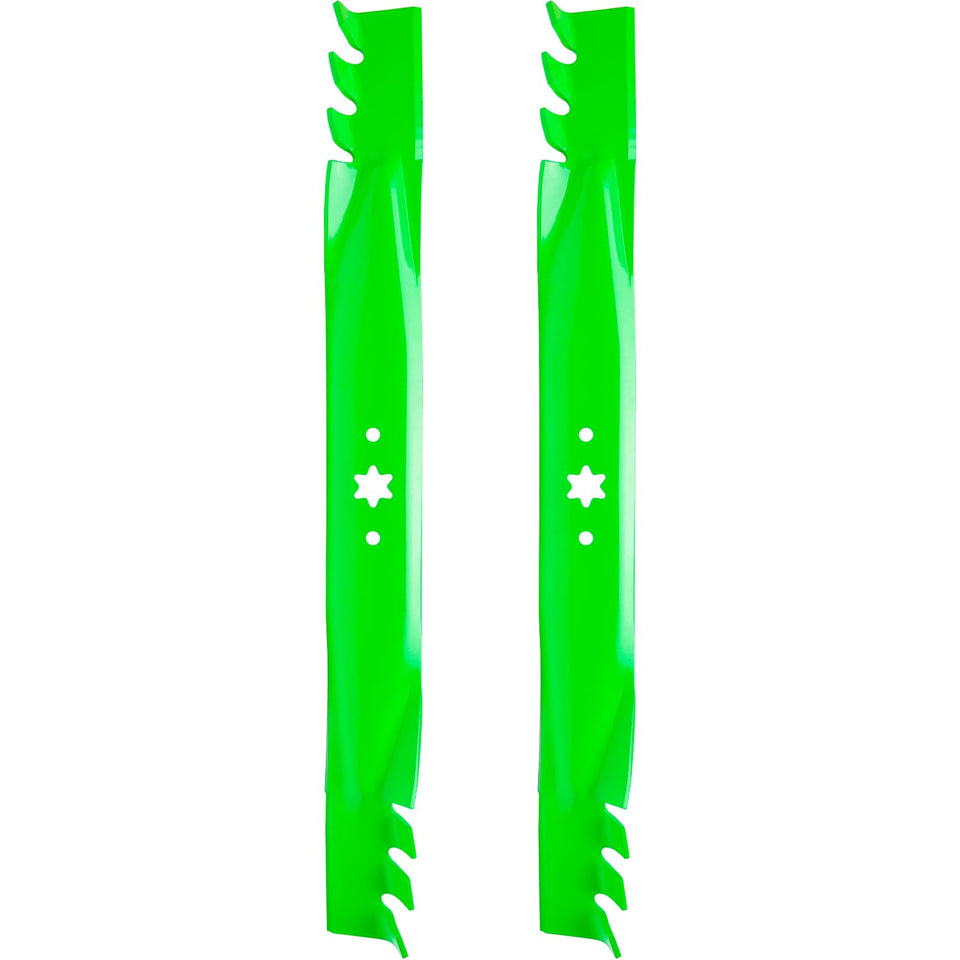 SCBHWJ 46'' toothed mower blade assembly for enhanced mulching.