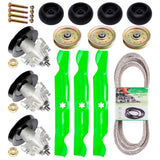 SCBHWJ 50-Inch Deck Rebuild Kit for Cub Cadet RZT50 LT1050 ZT-50 MTD Troy-Bilt – 3 Spindles, 3 Blades, 1 Belt, 3 Idlers, 4 Deck Wheels