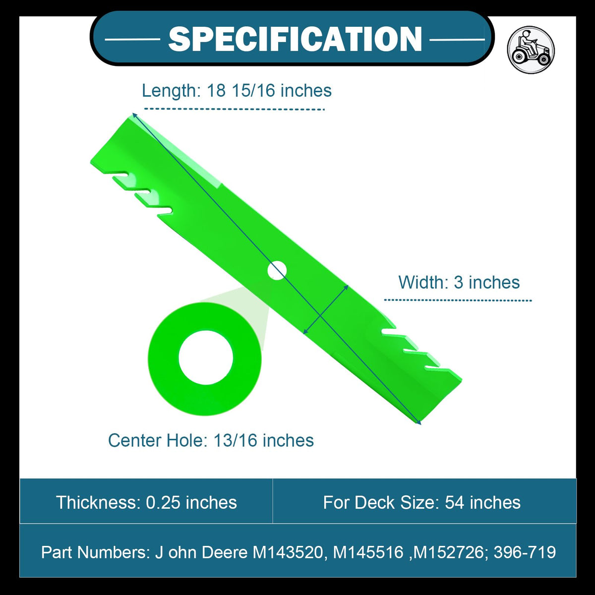 SCBHWJ 54-inch blades side view shows sturdy construction for durability