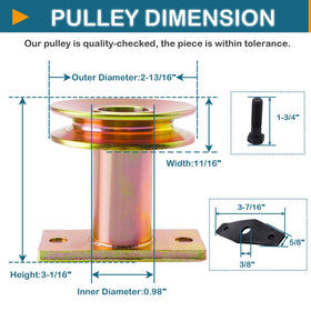 SCBHWJ 687-02528 pulley close-up with mounting dimensions and fit guidance