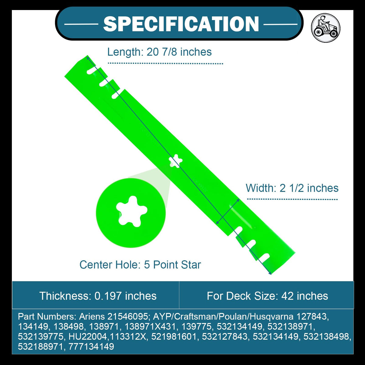 SCBHWJ blades compatible with Poulan Pro and Husqvarna 42" decks