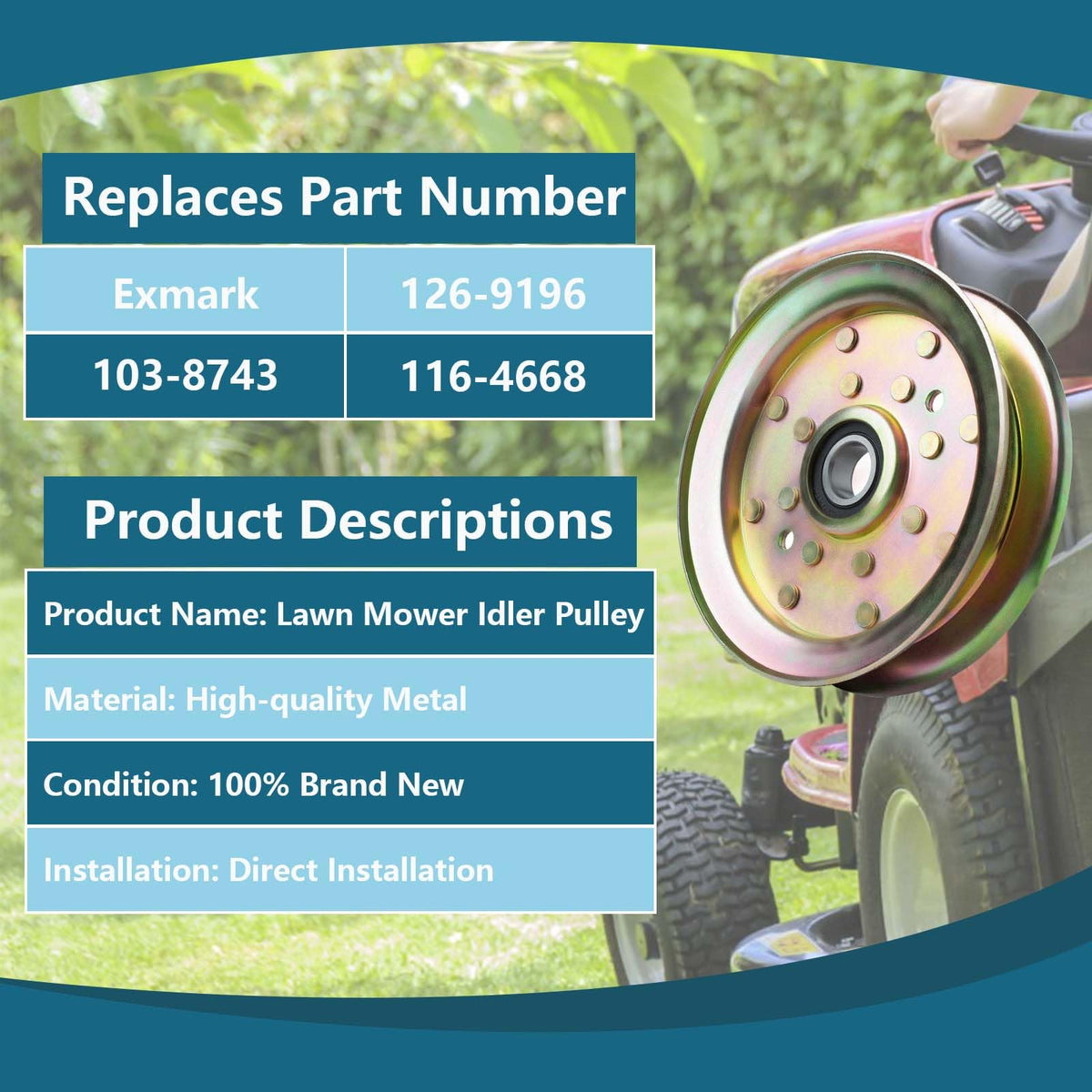 SCBHWJ idler pulley 16-4668 top view for quick replacement fit.