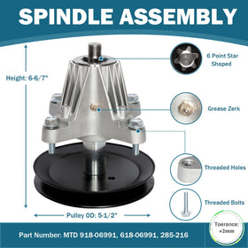SCBHWJ spindle assembly installation showing straightforward replacement on common lawn tractors