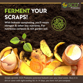 SCD Probiotics All Seasons Bokashi sprinkle to boost indoor composting and minimize smells