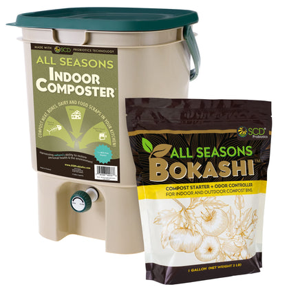 SCD Probiotics all-seasons indoor composter bin top view for easy waste collection
