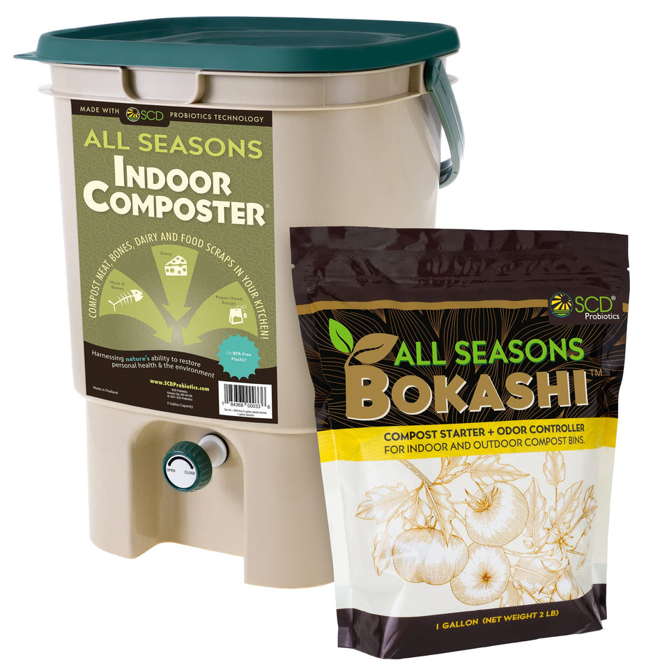 SCD Probiotics all-seasons indoor composter bin top view for easy waste collection