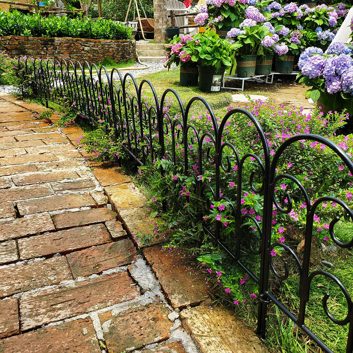 SCENDOR decorative garden fence adds visual appeal to yard.