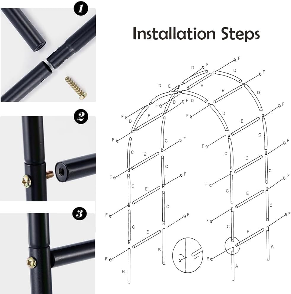 SCENDOR Black powder-coated arch with installation clamps for easy setup.