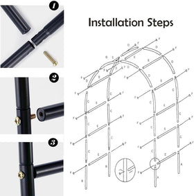 SCENDOR Black powder-coated arch with installation clamps for easy setup.