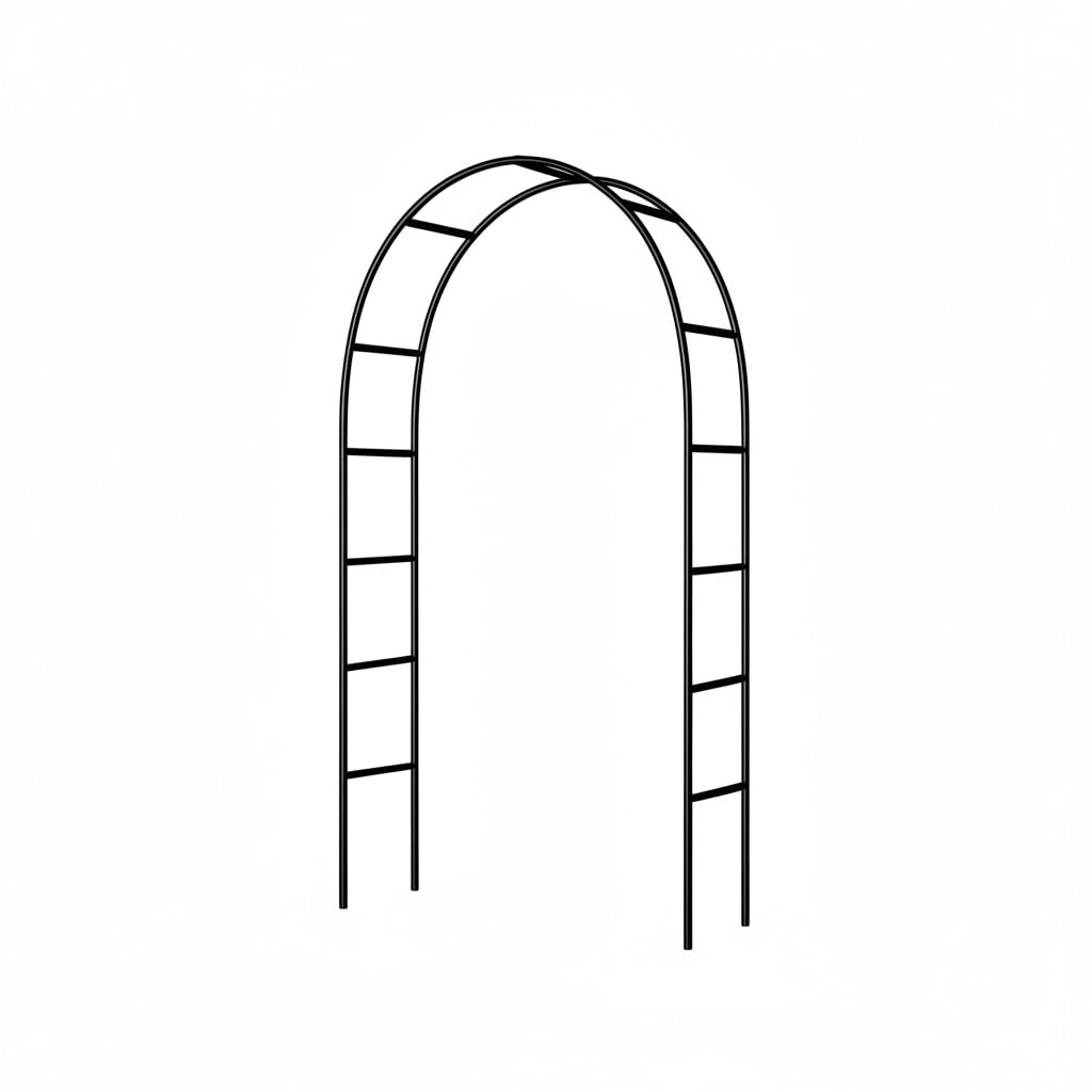 SCENDOR Elegant pergola arch over garden entry with sturdy iron frame.