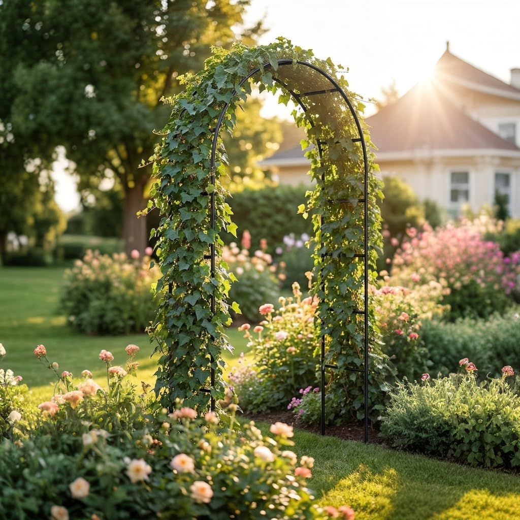 SCENDOR Architectural focal point arch accenting a landscaped courtyard.