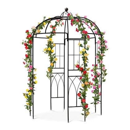 SCENDOR Garden Arches with Birdcage Shape supports climbing plants and adds a focal point.