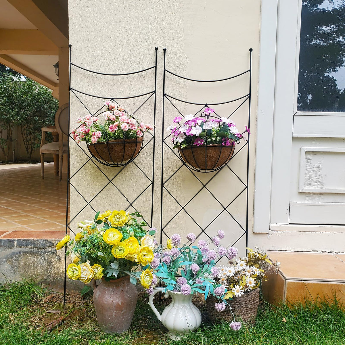 Elegant vintage SCENDOR GARDEN trellis adds garden charm