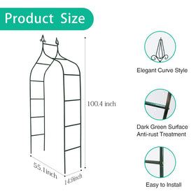 SCENDOR Iron Garden Arbor grounded-ends provide sturdy installation.