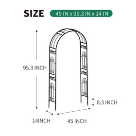SCENDOR metal garden arbor entry angle demonstrates stable base resisting wind.