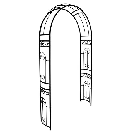 SCENDOR garden arbor front view showing a durable rustproof frame for outdoor use.