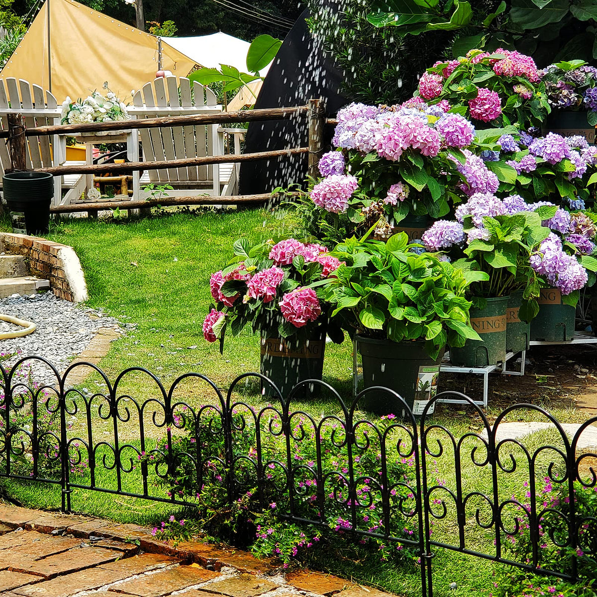 SCENDOR rustproof metal fence close-up shows durable black finish.