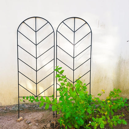 SCENDOR two-pack black metal trellis for durable outdoor plant support