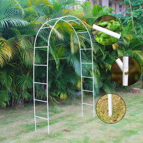 SCENDOR White Iron Pergola Arch is lightweight and quick to set up.
