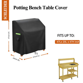 Schleuder potting bench table cover UV resistant for sun exposure without fading.