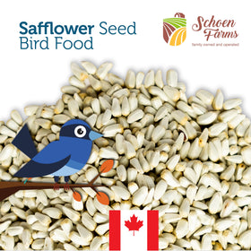Schoen Farms Bright White Safflower Seeds attract doves with reliable energy and mild flavor.