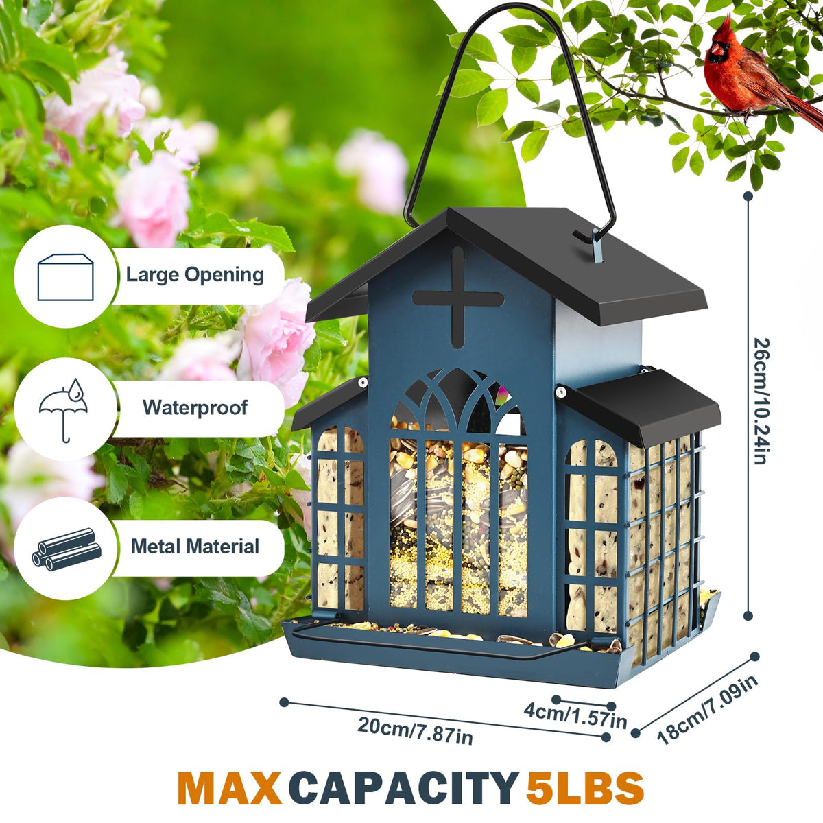 ScinDa dual suet cages attract woodpeckers and other suet lovers.