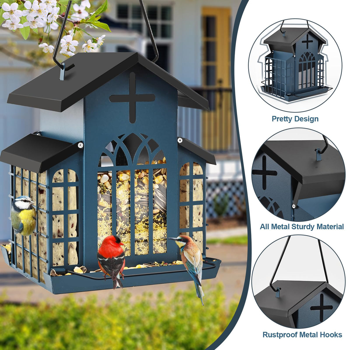 ScinDa outdoor hanging feeder for birds offers durable year-round use.