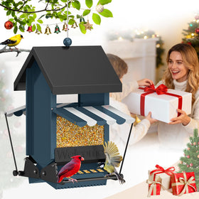 ScinDa weight-activated squirrel-proof feeder blocks pests while small birds feed